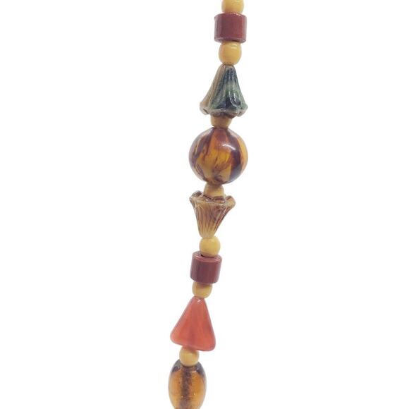 Vintage Art Glass Bead Necklace Marbled Long 30" Retro Jewelry Statement Boho - Picture 5 of 7